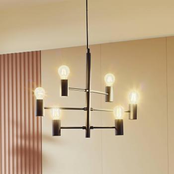 Lámpara colgante Aidas de metal negro, 6 luces - Lucande
