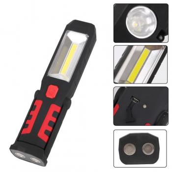 STRIR Recargable Linterna de trabajo, lámpara de inspección 3W LED COB Portátil Linterna con magnético soporte y gancho colgante, para Emergencia,Taller,Automóviles