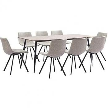 vidaXL Juego Comedor 9 Piezas Cuero Sintético Mobiliario Decoración Interior Casa Hogar Robusto Duradero Resistente Funcional Práctico Útil Gris Claro