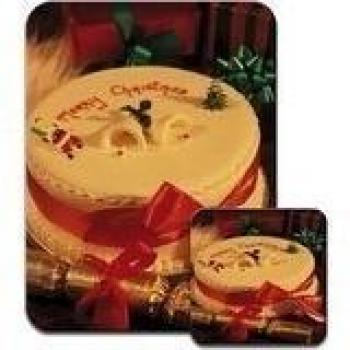 Pastel de Navidad y crackers con regalos Yuletide Joy Premium Mousematt y posavasos
