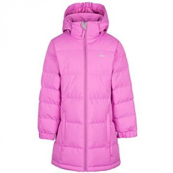 Trespass Tiffy Kids Long Padded Jacket - Windproof, Water Resistant, Hooded - Deep Pink