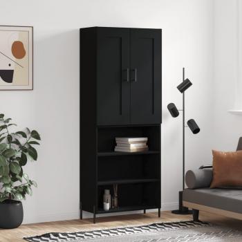 Alacena Aparador Alto Madera Multicapa Contrachapada Negro 69,5x34x180 cm
