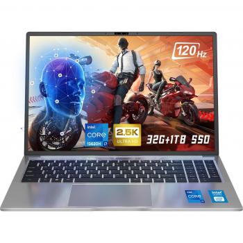 Laptop Ninkear N16 Pro - 16 pulgadas, Intel i7-13620H, 32GB DDR4, 1TB SSD, pantalla 2.5K IPS 120Hz, desbloqueo facial y teclado retroil