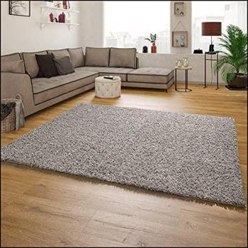 Alfombra Shaggy Sky de Pelo Alto en Gris 70x250 cm, 34 mm de Altura, Tejido Uni-color