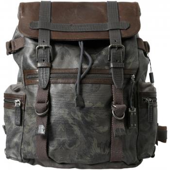 Dolce & Gabbana Elegant Green Canvas & Leather Backpack, Unisex, Size: ONE SIZE