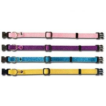 Collar de piel con purpurina para gatos