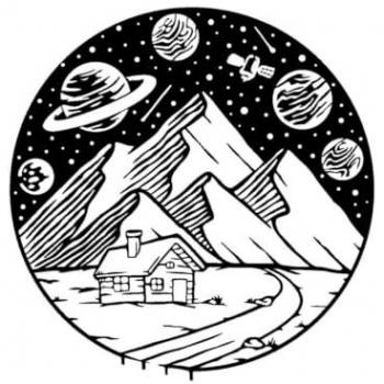 Decoración de Metal Montaña 8, Negro, 54x0.15x55 cm, Epikasa