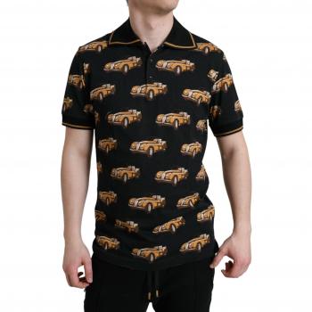 Dolce & Gabbana Black Car Print Short Sleeve Polo T-shirt - IT42 | XS, Male, Multicolor, Size: 2XS