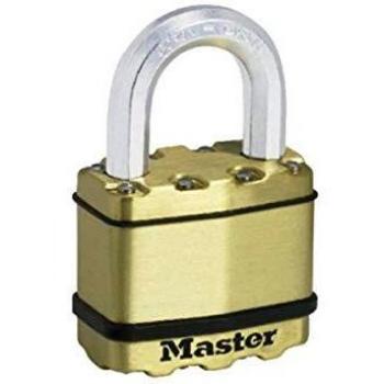 Master Lock M5BEURD Candado Seguridad Llaves Acero Laminado y Acabado en Latón Exterior, Arco Normal + Estanco, Adecuado para Portales, Garages, Sótanos, 50 mm