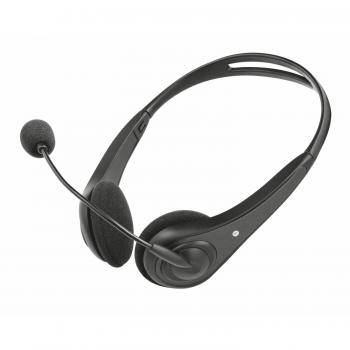 Trust InSonic - Auriculares Estéreo con Micrófono para PC, Control de Volumen en Cable, Almohadillas Suaves y Diadema Ajustable, Color Negro