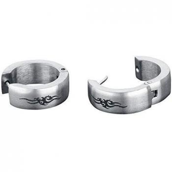 etNox hard and heavy Tribal Thorns Unisex Pendiente Plateado, Acero Inoxidable, An. 5 mm