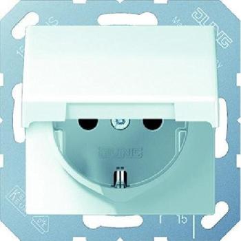 BASE ENCHUFE SCHUKO® CON TAPA ABATIBLE BLANCO ALPINO 0712000532 JUNG