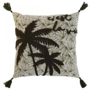Cojín Boho Verde Beige con Palmeras Home ESPRIT 45 x 5 x 45 cm
