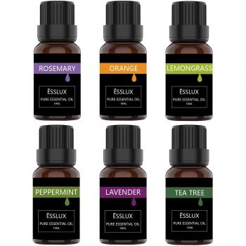 Aceites Esenciales,ESSLUX Humidificador Perfumada Oils Top 6 Set de Regalo Perfecto Aceites Esenciales para Humidificador y Difusor Aroma, SPA, Masajes, relajarse, Set Essential Oils