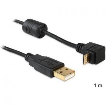 Cable USB 2.0 Micro-B Macho a Macho con Conector Angulado 90° - 1m
