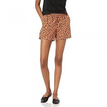 Amazon Essentials Pantalón Corto de Mezcla de Lino con cordón de 5 Pulgadas de Entrepierna, Estampado de pétalos de Arcilla, XS
