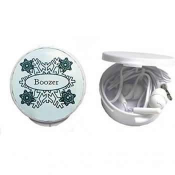 Auriculares in-ear en una caja personalizada con Boozer
