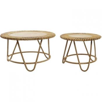 Juego de 2 mesas DKD Home Decor Marrón claro 80 x 80 x 47 cm y 80 x 80 x 45,5 cm
