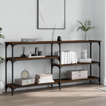 Mesa consola de madera de ingeniería marrón roble 160x29x75 cm