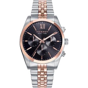 Viceroy - Reloj de hombre Chic multifunción con esfera negra y correa bicolor