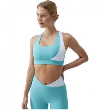 Top de mujer Cleo Born Living Yoga azul turquesa blanco - L