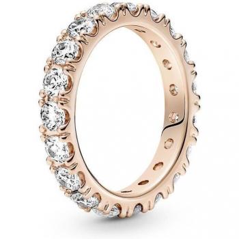 Anillo Eternity Brillante de Plata de Ley con Circonitas Cúbicas y Recubrimiento en Oro Rosa 14K - Pandora