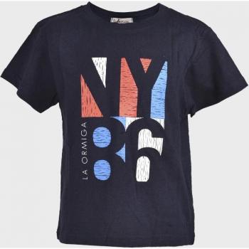 La Ormiga - Camiseta de niño manga corta con dibujo frontal color azul marino