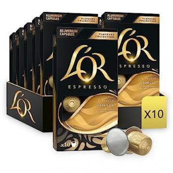 Cápsulas de Café Vainilla L'OR Flavours Espresso | Intensidad 8 | 100 Cápsulas Compatibles Nespresso (R)