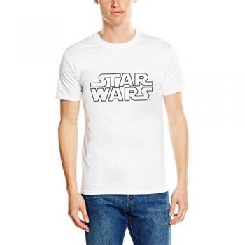Star Wars Basic Logo Camiseta, Blanco, L para Hombre