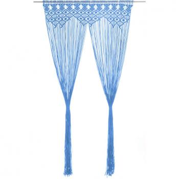 Cortina de macramé algodón azul 140x240 cm