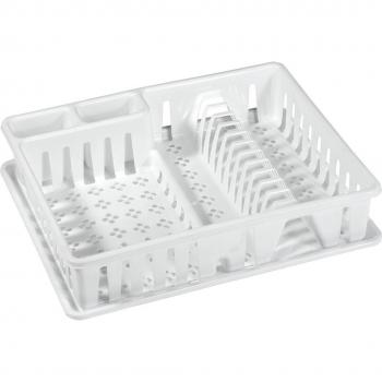 Escurreplatos Rectangular de Plástico con Bandeja Antigoteo 49x39x10 cm