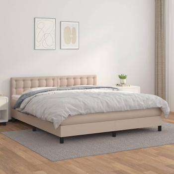 Cama box spring suave con colchón de cuero sintético Cappuccino 160x200cm