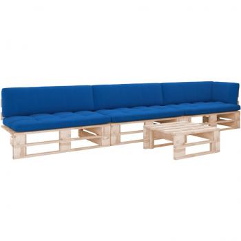Juego de Sofás de Palets 4 Piezas con Almohadas en Pino Impregnado
