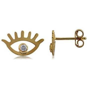 Córdoba Jewels | Pendientes en plata de ley 925 con bañada en oro con zirconita con diseño Ojo Zirconium Gold