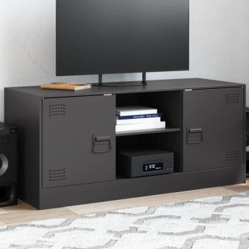 Mueble TV de acero negro 99x39x44 cm