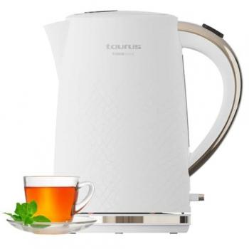 Hervidor Taurus Fusion Wave 2200W, 1.7L, Base 360°, Apagado Automático, Filtro Antical, Visor de Agua, Base INOX, Acabados Texturizados, Blanco
