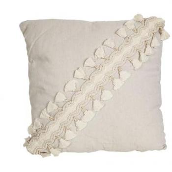Cojín Romimex Blanco Borlas 45 x 10 x 45 cm