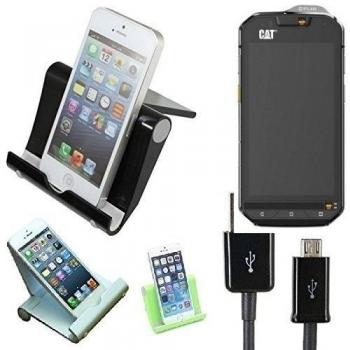 Estación de acoplamiento universal para Caterpillar Cat S60, negro, fuerte, ligero y compacto | Sostenedor del soporte + cable Multi-ángulo para las tabletas, e-readers y smartphones Docking Station cuna del muelle Tischständer Tischhalter Reisedock, p