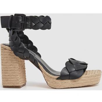 Pepe Jeans High Heel Braided Strap Sandals Black