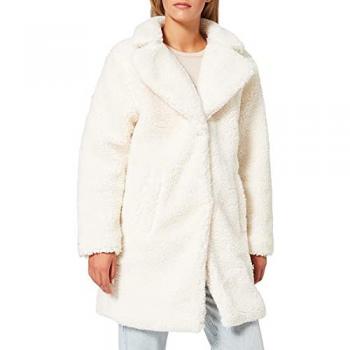 Urban Classics Women's Oversized Sherpa Coat in White Sand