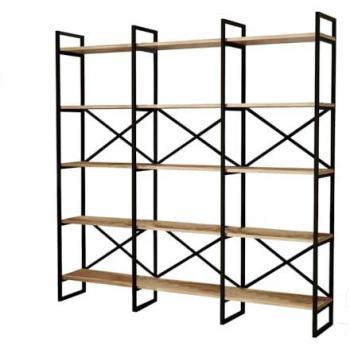 Estantería industrial de madera y metal TOMI - 5 estantes - 170 x 30 x 175 cm