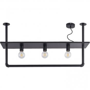 Plafón de techo Lindby Kirista, 3 luces, negro, 100 cm, estilo vintage, hecho de metal, adecuado para salón y comedor, utiliza bombillas E27