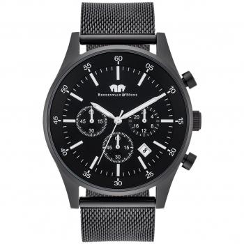 Reloj Analógico para Hombre Rhodenwald & Söhne Goodwill Chronógrafo de Acero Inoxidable Negro con Correa Milanaise - 5 ATM, Movimiento de Cuarzo