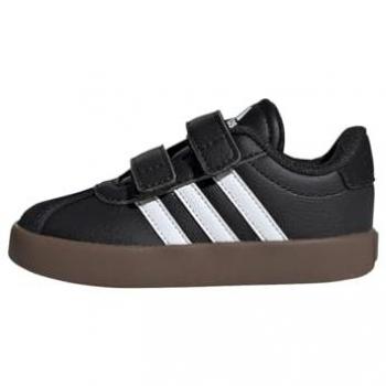 Zapatilla para Niños Adidas VL Court 3.0 Negro con diseño clásico, cierre de cordones, suela de goma, parte superior de material sintético y textil, plantilla acolchada para mayor comodidad