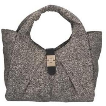 Borbonese Cortina Medium Shopper Bag - Recycled Nylon, Natural/Black Color