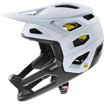 Casco Uvex Casco De Descenso Revolt Mips - Color blanco grisáceo negro mate, talla 52-57, incluye tecnología MIPS para mayor seguridad