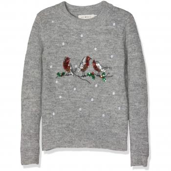 MOLLY BRACKEN Knitted Sweat, Sudadera para Niñas, Gris Heather Grey, 10 años