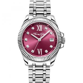 Thomas Sabo Divine Burgundy Women's Watch with Red Dial and White Stones, 33mm Stainless Steel, 10ATM