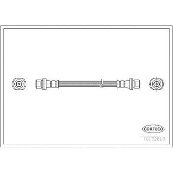 Latiguillo de freno CORTECO 19032603 - Manguera flexible de freno, fabricada en material resistente a la corrosión y alta presión, con conectores metálicos, longitud específica para ajuste en vehículos, cumple con