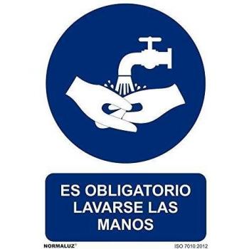 Normaluz RD20628 - Señal Adhesiva Es Obligatorio Lavarse Las Manos Adhesivo de Vinilo 20X30 cm